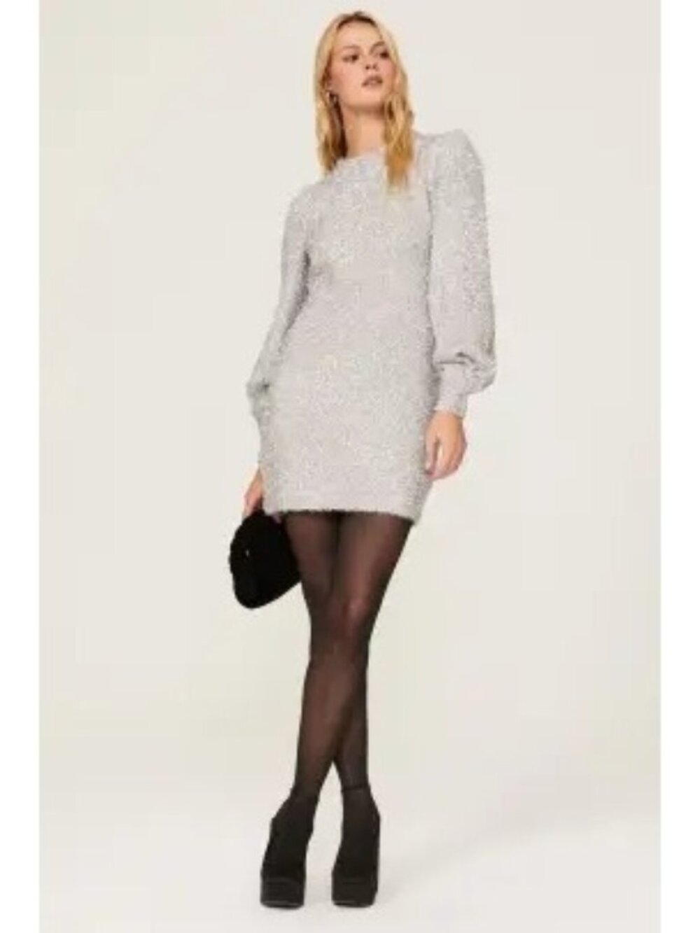 R-170. Ronny Kobo Silver Knit Dress